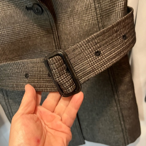 Banana Republic Black Plaid Short Trench, Size 2 - Picture 7 of 7